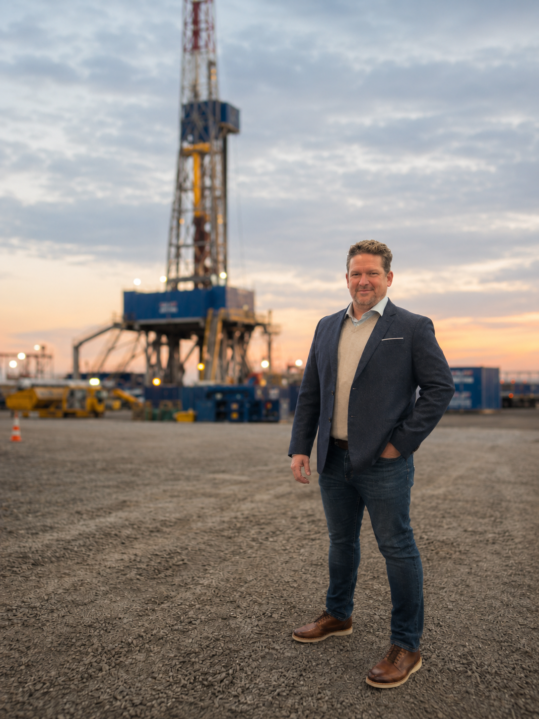 Séan A. Emery at an oilfield drilling operation